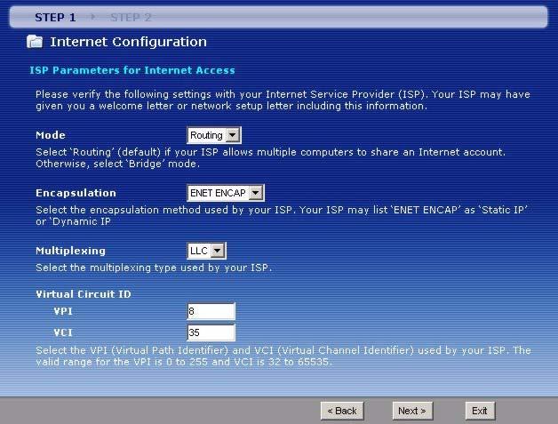 Chapter 3 Wizard Setup for Internet Access Figure 16 Internet Access Wizard Setup: ISP Parameters The following table describes the fields in this screen.