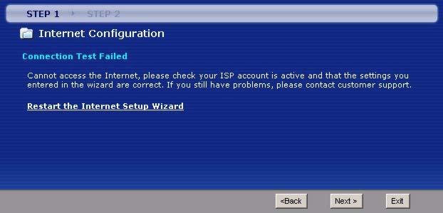 Chapter 3 Wizard Setup for Internet Access Figure 22 Connection Test
