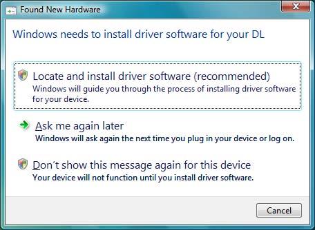 Installing the Driver (Windows Vista) This section explains the installation procedure when the the compressed driver file is