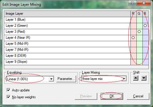 Click View > Image Layer Mixing on the main menu bar. Or Click on the Edit Image Layer Mixing button in the View Settings toolbar. Figure: Edit Image Layer Mixing dialog box.