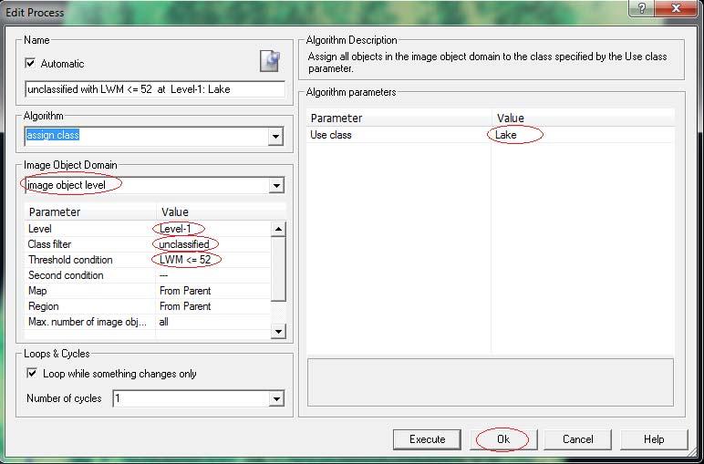 In the Image Object Domain group set the Parameter Click on Level> Select Level-1 In the Class Filter dialog box, Select unclassified from the classification list.