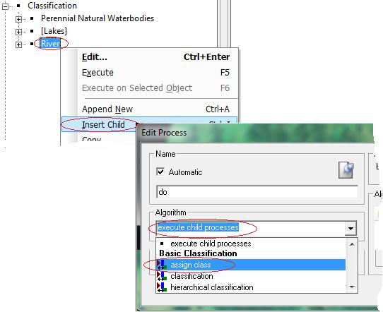 Classify the River Select the inserted Classification Process and Right-Click on it.