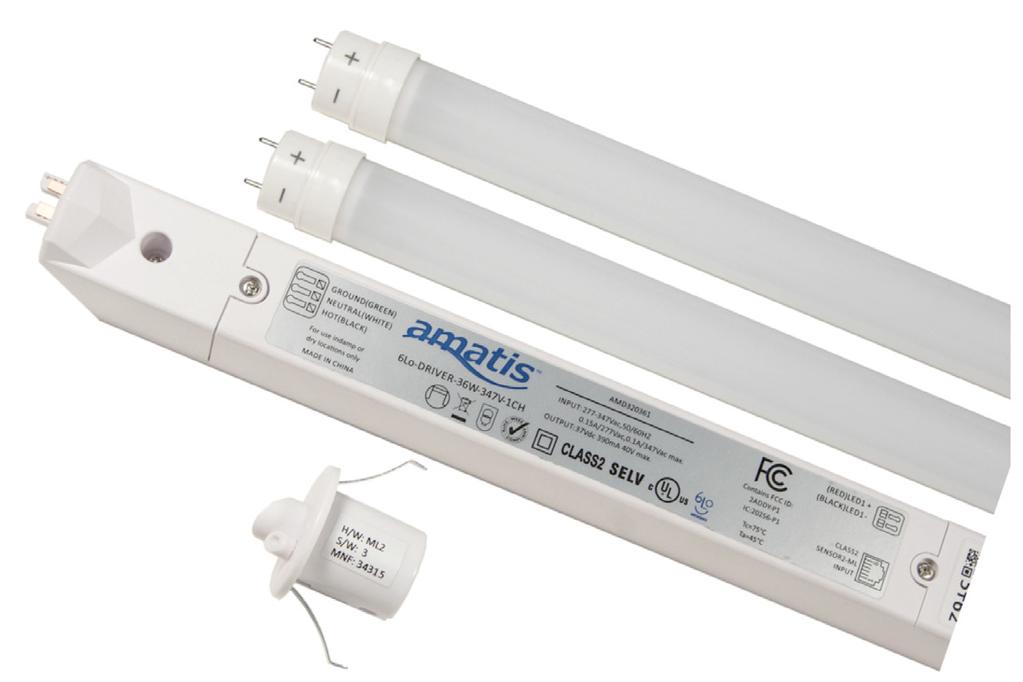 T8 Retrofit Kit Two Tube LED Kit with Available Sensor PRODUCT OVERVIEW The Amatis Controls T8 LED Retrofit Kit is designed to replace existing inefficient fluorescent tube lamps and ballasts.