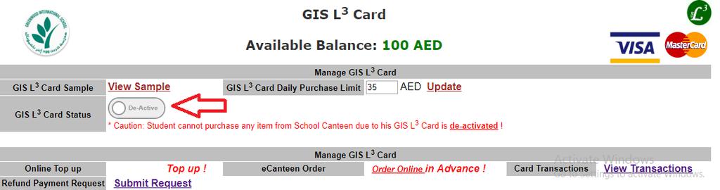 GIS L3 Card Status GIS L3 Card Status: - By Default all Cards are Active.