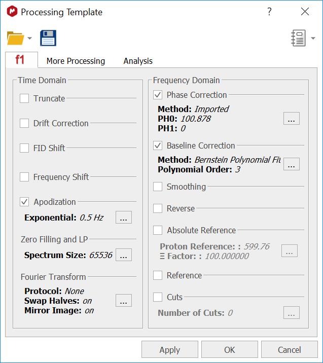 12 PROCESSING Verify the processing parameters In most cases, Mnova processes the spectrum automatically using the parameters from the instrument.