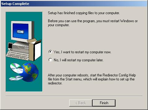Setup Complete Dialog Box 8. Click to complete the installation and reboot your computer. B: Configuration 1.