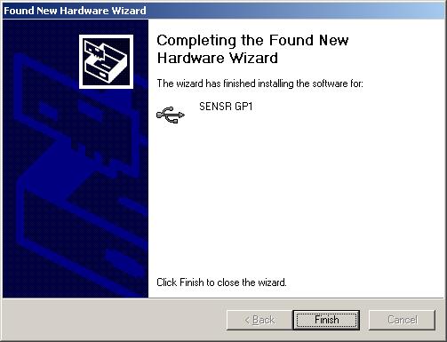 When the wizard is finished, this dialog appears. Click the Finish button.