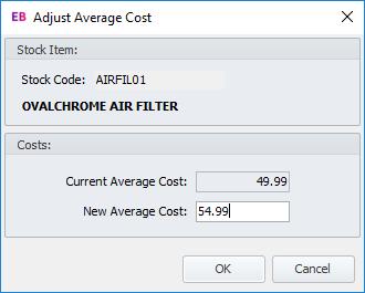 Adjusting Average Costs Exo Business 2018.2 Average cost adjustments are now performed by the new AdjustAverageCost stored procedure.