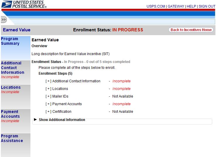 Enrollment Tabs Figure 10: Enrollment tabs and Enrollment Status - In Progress 4.