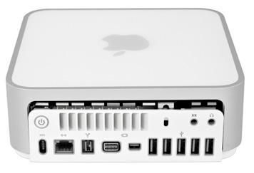 Turn the Mac mini so that the ports face to your right, as shown in the picture below.