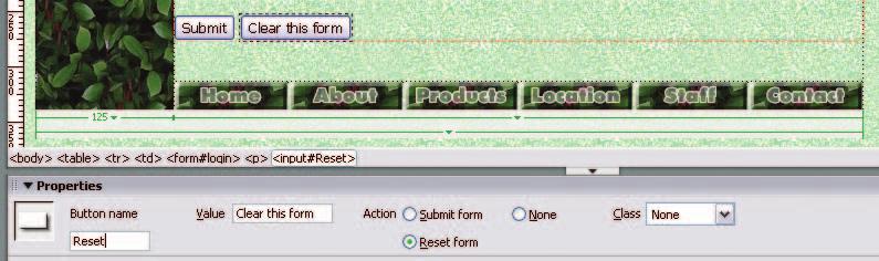Chapter 1 Collecting Information with Forms 15 The button labeled Image Field on the Forms Insert bar inserts an image form control.