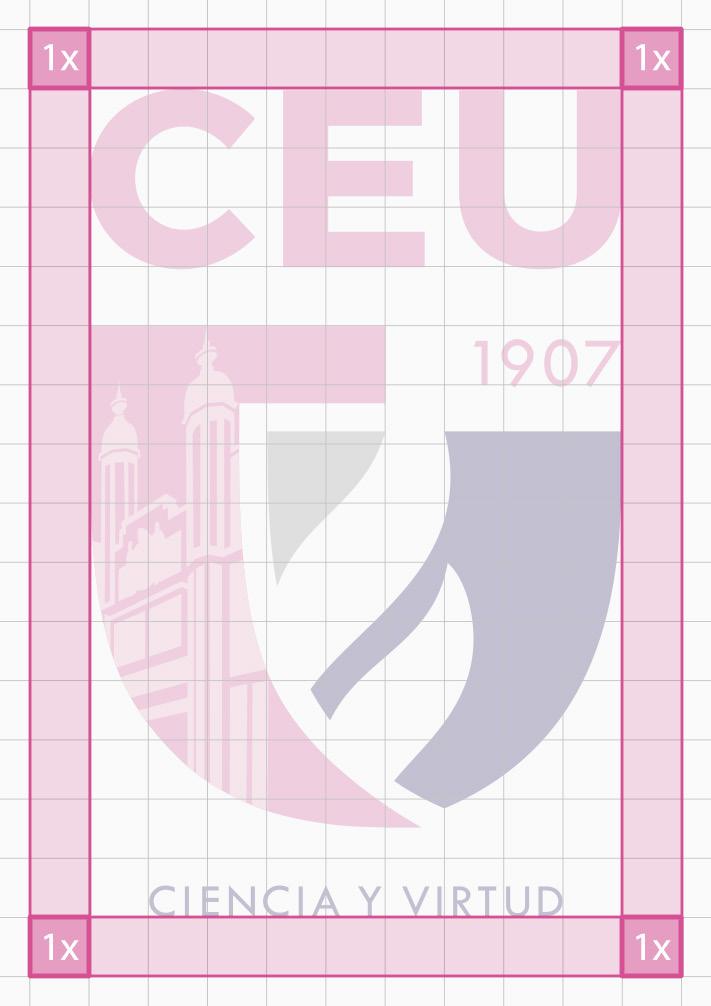 CEU INITIALS LOGO (VERTICAL) It must also have a clear space of 1 grid unit, and should always be applied with a white background for