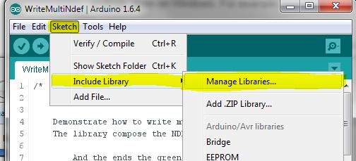 Figure 18 : Arduino IDE: Launch Manage Libraries interface Once the Library Manager