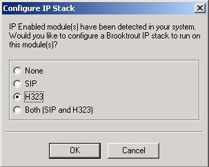 The Configure IP Stack window appears.