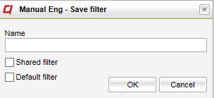 Filter selection list box Save filter Filters are managed by clicking Manage filters in the filter pane.