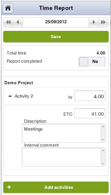It is also possible to set a daily time report to completed.