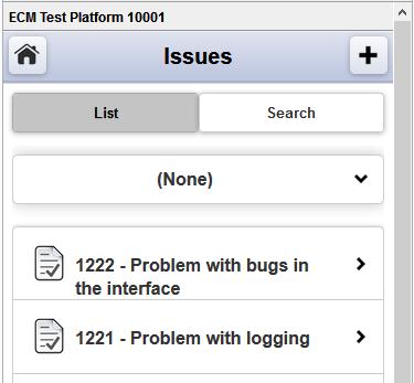 Issue list The issue list view contains all the search