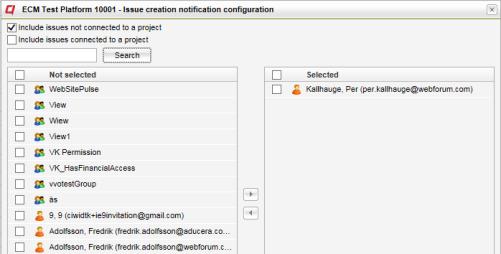 The e-mail is immediately sent when the issue is created. Click on the Gear icon opens the Configuration dialog.