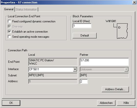 4 In the following dialog box select - Connection Partner: unspecified - Connection Type: S7 connection 5 Acknowledge with OK.