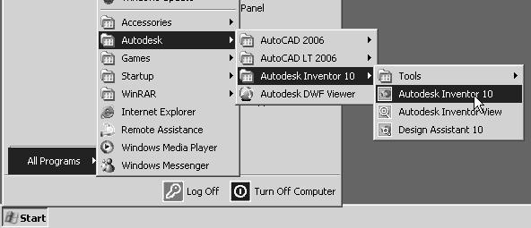 the desktop to start Autodesk Inventor.