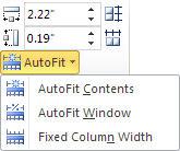 Row Height and Column Width To Set Row and Column Size 1. Select the row or column (or entire table) to be formatted. 2. In the ribbon select the Table Tools Layout tab. 3.