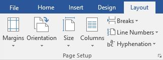 Page Layout Document layout and formatting commands are available from the Page Layout tab. Setting the Page Orientation 1.