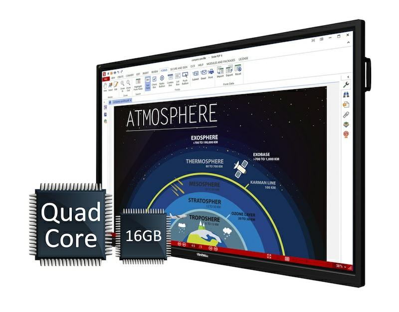 Out-of-Box Collaboration Integrated with ViewSonic vboard and Cast software, as well as