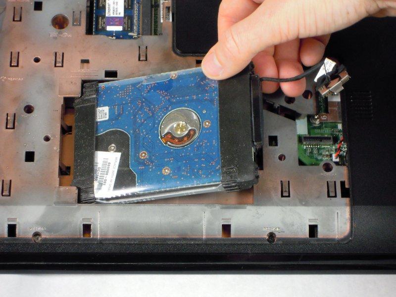 Pull the hard drive up and to the right to remove it