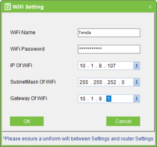 setting WIFI parameters. Connection through RS485 is not allowed.