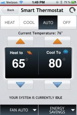 From the Smart Thermostat screen, do ONE of the following: Tap Off to turn off your Smart Thermostat. Tap the orange Up button to raise the Smart Thermostat s temperature setpoint.