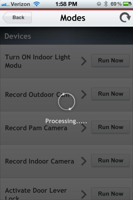 In this example, when the selected Mode, Turn ON Indoor Light Module is run, the Indoor Light Module will turn on.