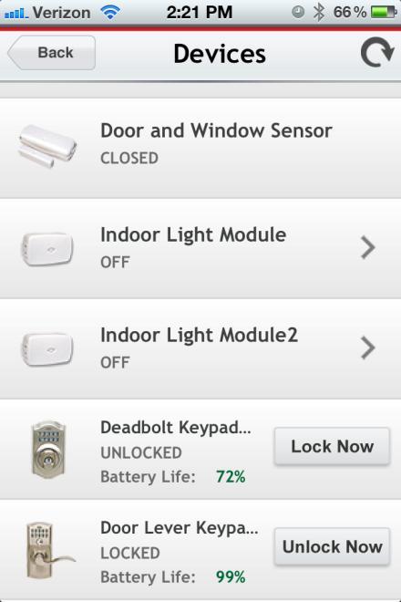 How to Monitor Your Door / Window Status Remotely 1. From the Home Control Dashboard, tap Devices: 2.