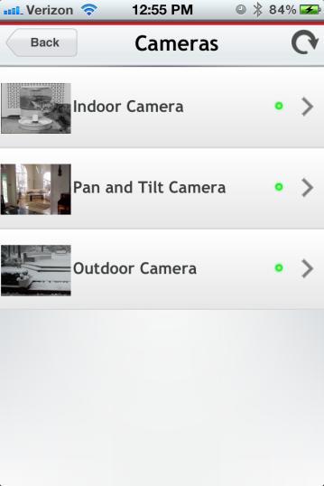 For complete details about Camera setup and operation, see the Camera chapters in the Home Monitoring and Control Owner s Manual. FROM IPHONE / IPOD TOUCH How to Set the Camera Viewing Mode 1.