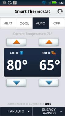 Tap Auto to let your thermostat decide when to heat or cool, depending on your heating and cooling preferences.