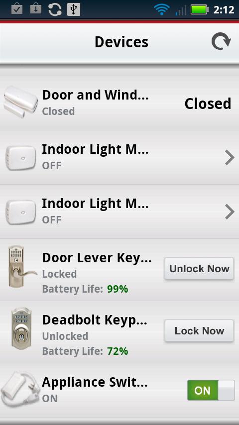 How to Monitor Your Door / Window Status Remotely 1. From the Home Control Dashboard, tap Devices: 2.