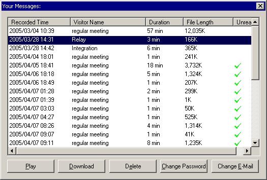 Web Office Server Recording messages are displayed by a special application of JoinNet.