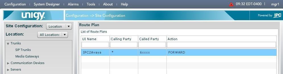 For Calling Party, enter * to denote any calling party from Unigy. For Called Party, select the dial pattern for Avaya endpoints from Section 7.5.