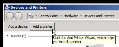 8. In the Add Printer wizard, choose the option Add a local printer.