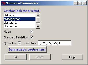 Summarize variable Calculate mean, median and standard deviation for