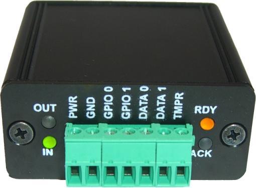 Wiegand interface Panel LED Signaling for Input-Mode Waiting Wiegand frame in Input-Mode The converter is connected to the Wiegand interfaced equipment waiting for Wiegand frames from Wiegand