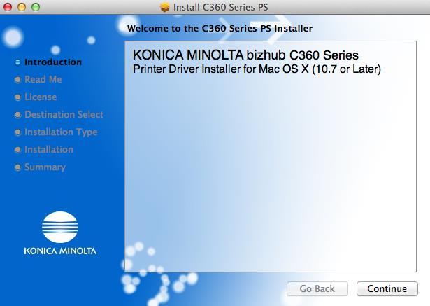 Appendix: Installing a Konica Minolta Driver (optional) You may want to install a proper Konica Minolta driver onto your Mac in order to take full advantage of the capabilities of the printers.