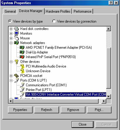 (10) Select () on: Start > Settings > Control Panel > System > Device Manager. Double click Port (COM / LPT).