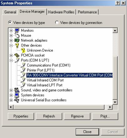 (11) Select Start > Settings > Control Panel > System. Select the Device Manager tab. Double click Ports (COM & LPT).