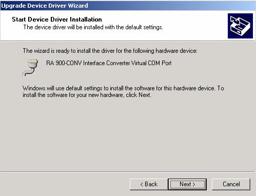 (9) Select (click) Next >. (10) Select (click) Finish to complete the update and the installation of the driver.