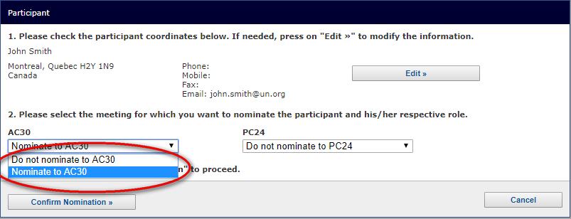 10 8. Review the participant s information and confirm the meetings you are nominating him/her for by selecting