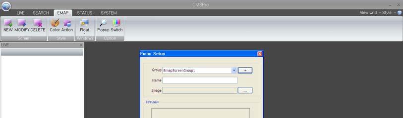 2 Create a Emap Screen Click [EMAP] -> [NEW] to see the Emap registration window on the