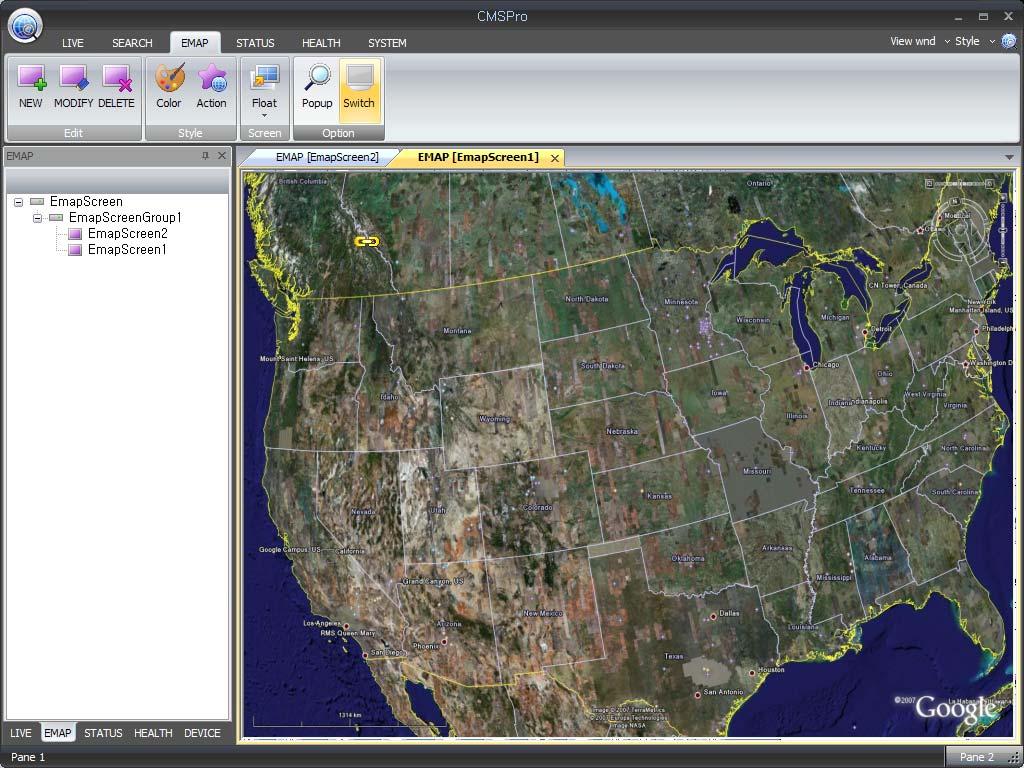 2.3.9 Emap Screen Switch(Manual/ Auto) Now select DEVICE TAB on LEFT bottom Panel, then expand the tree Drag & Drop Screen from Emap Screen tree on selected EMAP Screen, then generate Yellow