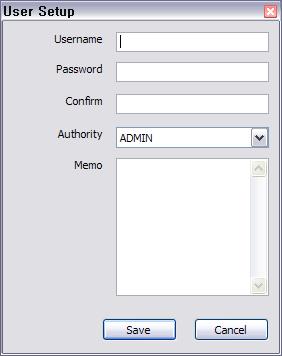 Make Username, Password, Confirm, Authority, Memo with Add button.