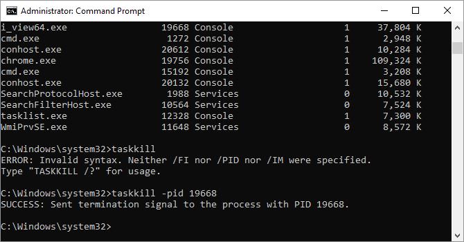 15. Taskkill Tasks that appear in the tasklist command will have an executable and process ID (a four- or five-digit number) associated with them.