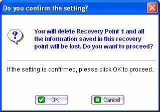 5. Select the desired recovery point and press Apply for the